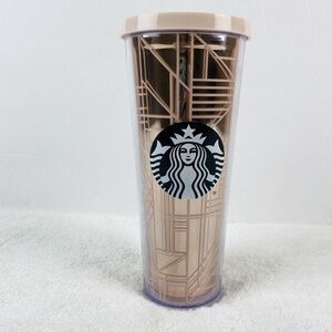 Starbucks 2017 Venti Cold Cup Tumbler Rose Gold Geometric 24 oz.